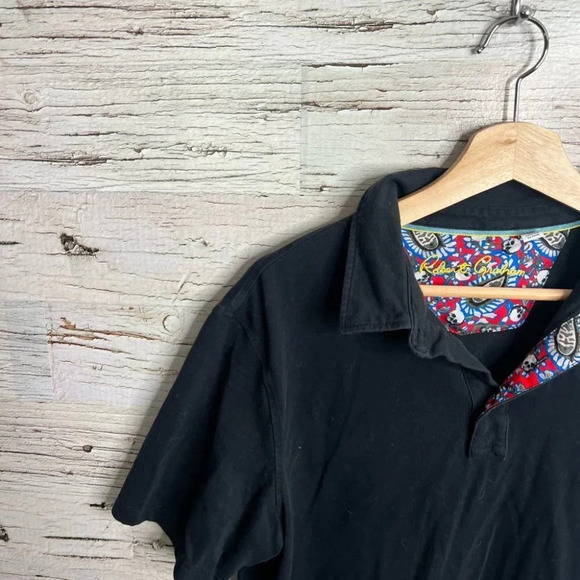 Robert Graham men’s short sleeve shirt collar black medium - Picture 3 of 9